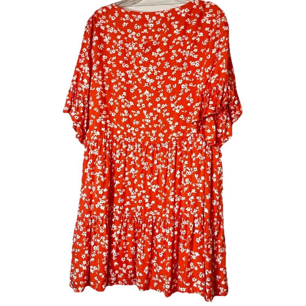Mudpie Aster Women’s  Short Sleeve Flounce Dress M Spring V-Neck Lightweight - Picture 2 of 4